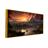 Sunrise Over the Lake Calm Waters Landscape Nature Wall Painting