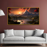 Sunrise Over the Lake Calm Waters Landscape Nature Wall Painting