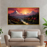 Sunrise Over Snowy Mountain and River Canvas Wall Painting