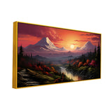 Sunrise Over Snowy Mountain and River Canvas Wall Painting