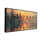 Beautiful Canvas Wall Painting of Birds Flying Over A Lake