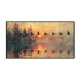 Beautiful Canvas Wall Painting of Birds Flying Over A Lake