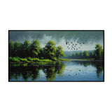 Birds Flying Over a Tranquil Lake Landscape Canvas Painting for Home Décor