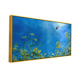 Beautiful Wall Painting of Buttery Flying on the Yellow Flower Under the Blue Sky