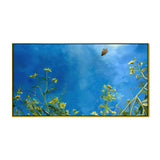 Beautiful Wall Painting of Buttery Flying on the Yellow Flower Under the Blue Sky