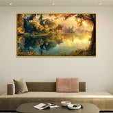 Tranquil Lake Reflection Nature Canvas Wall Painting for Home Décor