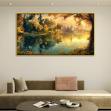 Tranquil Lake Reflection Nature Canvas Wall Painting for Home Décor