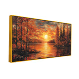 Breathtaking Golden Sunrise Over Mountains & River Canvas Wall Painting