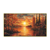 Breathtaking Golden Sunrise Over Mountains & River Canvas Wall Painting