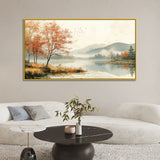 Mystical Foggy Mountains Lake Forest Canvas Wall Painting