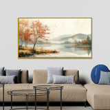 Mystical Foggy Mountains Lake Forest Canvas Wall Painting