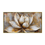 3d White and Golden Lotus Flower Artwork Canvas Wall Painting