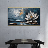 3d Abstract White Lotus Flower Artwork Water Lily Canvas Wall Painting