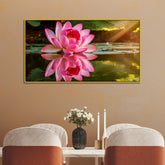Elegant Pink Lotus Floating Frame Vastu Canvas Wall Painting