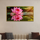 Elegant Pink Lotus Floating Frame Vastu Canvas Wall Painting