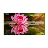 Elegant Pink Lotus Floating Frame Vastu Canvas Wall Painting
