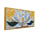 3d Abstract Elegant Golden & White Flower Floating Framed Wall Painting