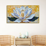 3d Abstract Elegant Golden & White Flower Floating Framed Wall Painting
