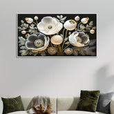 Elegant Modern 3d White Floral Canvas Wall Painting