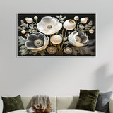 Elegant Modern 3d White Floral Canvas Wall Painting