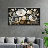 Elegant Modern 3d White Floral Canvas Wall Painting