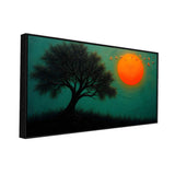 Abstract Nature Painting of Tree and Moon in the Sky for Home Décor