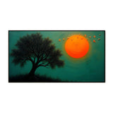 Abstract Nature Painting of Tree and Moon in the Sky for Home Décor