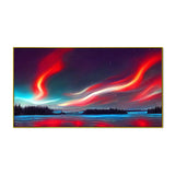 Vibrant Nordic Night Sky Landscape Canvas Wall Painting With Floating Frame