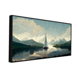 Natural Peaceful Illustration Art Landscape Painting of Mountains & Lake