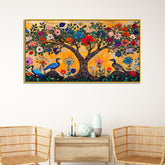 Modern Art Madhubani Big Painting with Floating Framed