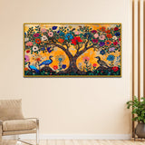 Modern Art Madhubani Big Painting with Floating Framed