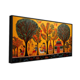 Traditional Madhubani Art Canvas Painting with Floating Frame