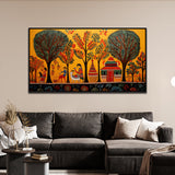 Traditional Madhubani Art Canvas Painting with Floating Frame