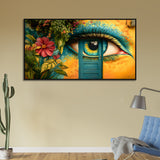Beautiful Canvas Wall Painting of Bloom Flower Around Colorful Eye