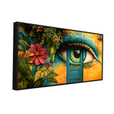 Beautiful Canvas Wall Painting of Bloom Flower Around Colorful Eye