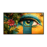 Beautiful Canvas Wall Painting of Bloom Flower Around Colorful Eye