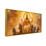 Sacred Hindu Sun God Surya Floating Framed Canvas Wall Painting