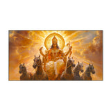 Sacred Hindu Sun God Surya Floating Framed Canvas Wall Painting
