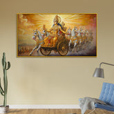 Sun God Surya Dev Riding Chariot Religious Canvas Wall Painting