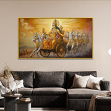 Sun God Surya Dev Riding Chariot Religious Canvas Wall Painting