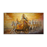 Sun God Surya Dev Riding Chariot Religious Canvas Wall Painting