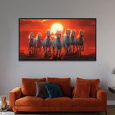 Elegant 7 Running Horses Digital Printed Canvas Wall Painting
