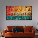 Charming Traditional Indian Folk Art Warli Canvas Wall Painting