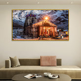 Baba Kedarnath Temple Canvas Wall Painting with Floating Frame