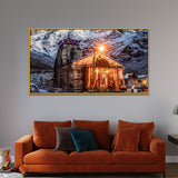 Baba Kedarnath Temple Canvas Wall Painting with Floating Frame
