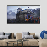Beautiful Canvas Painting of  Devotional Himalayan Shrine Kedarnath temple