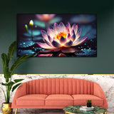 Large Pink Lotus Flower Floating on Water Canvas Wall Painting
