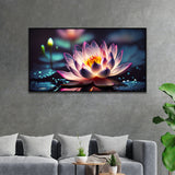 Large Pink Lotus Flower Floating on Water Canvas Wall Painting