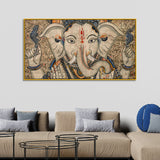 Traditional Lord Ganesha Vintage Traditional Madhubani Canvas Wall Painting