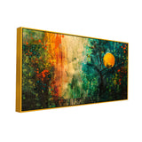 Panoramic Multicolor Nature Canvas Painting with Floating Frame